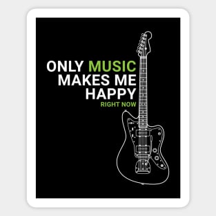 Only Music Makes Me Happy Offset Style Electric Guitar Outline Sticker